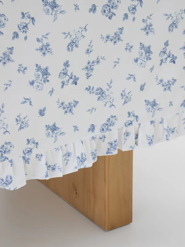 Скатерть, 160х160 см, с рюшами, Синие цветы, Blue flowers, image-5