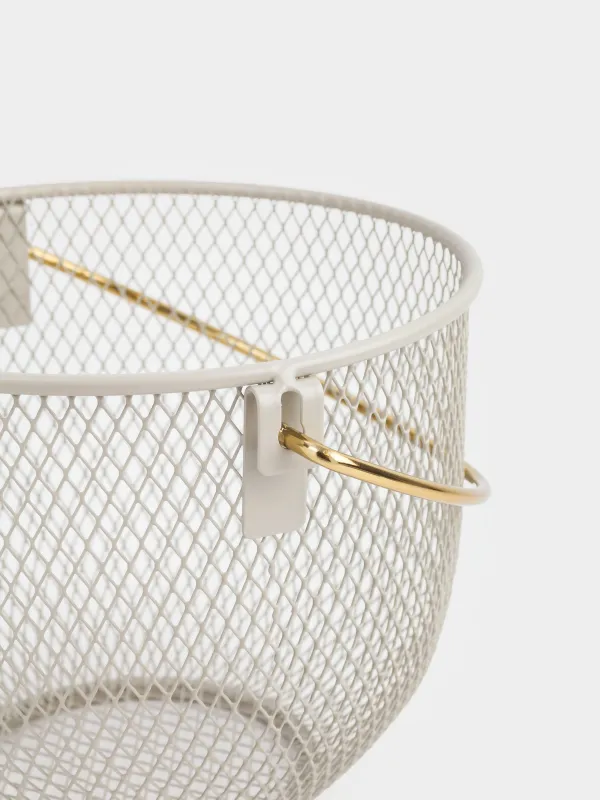 Корзина для хранения, 21х17 см, с ручкой, металл, серо-бежевая, Dainty twin, image-2