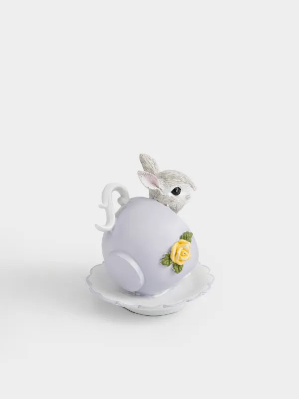 Статуэтка, 11 см, полирезин, цветная, Кролик в чашке, Easter, image-4