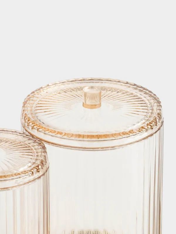 Контейнер для ватных дисков/палочек, 11х15 см, 2 отд, с крышкой, пластик, янтарный, Ribby color, image-2