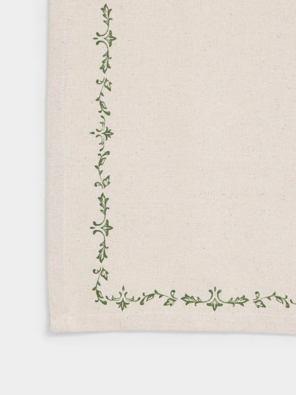 Полотенце кухонное, 40х60 см, хлопок, бежевое, Зеленые цветы, Green lace, image-1