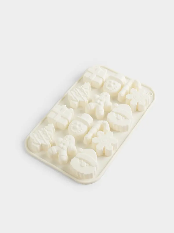 Форма для льда и шоколада, 20х13 см, 14 отд, силикон, молочная, Атрибуты праздника, Bakery, image-1