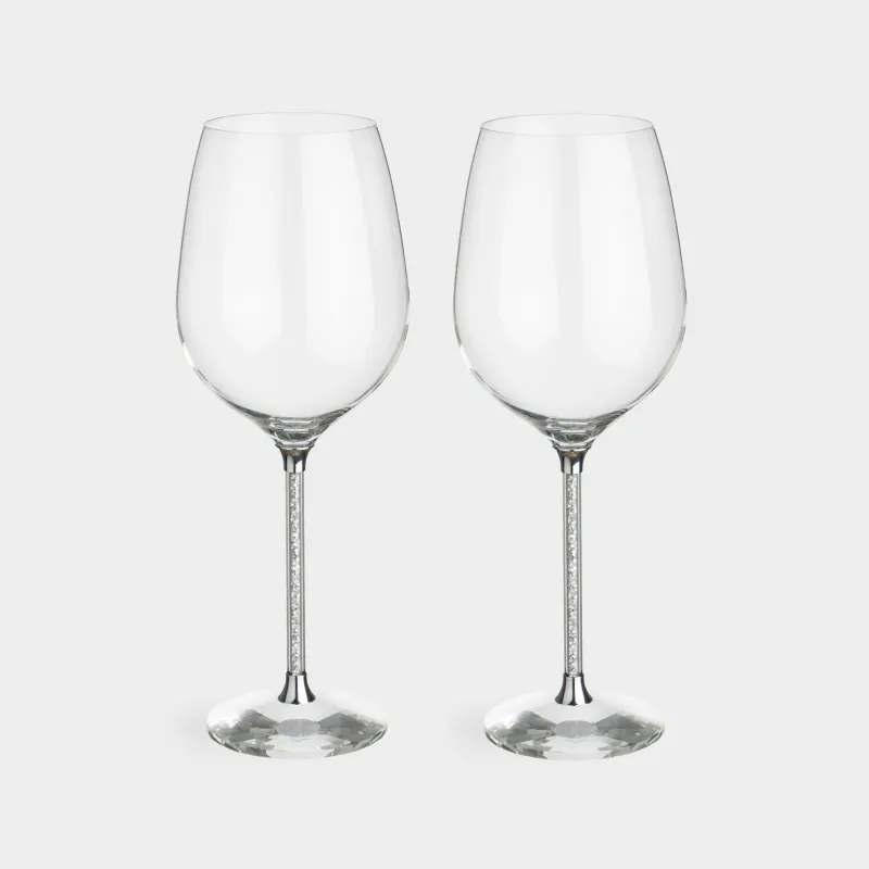Бокал для вина, 600 мл, 2 шт, стекло/стразы, Серебристые кристаллы, Diamond