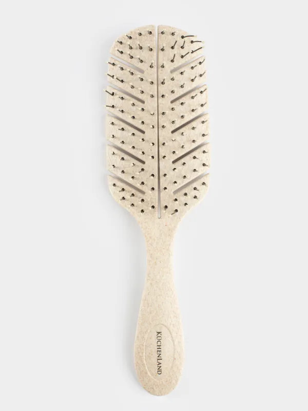 Расческа массажная для волос, 23 см, растительное волокно/пластик, бежевая, Demo, image-0