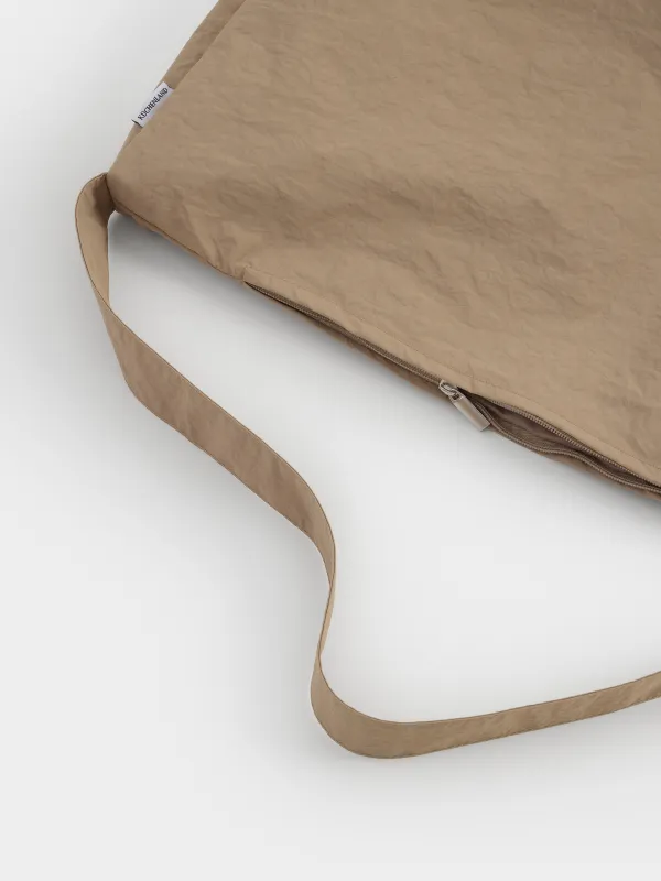 Сумка спортивная, 50x30 см, с плечевым ремнем, нейлон, бежевая, Force sport, image-2