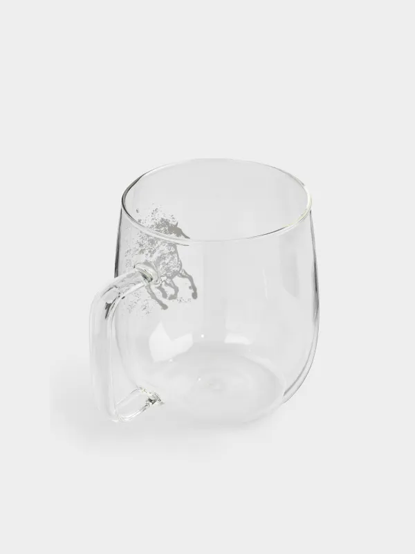 Кружка, 700 мл, стекло Б, серебристая, Лошади, Horse silver, image-1