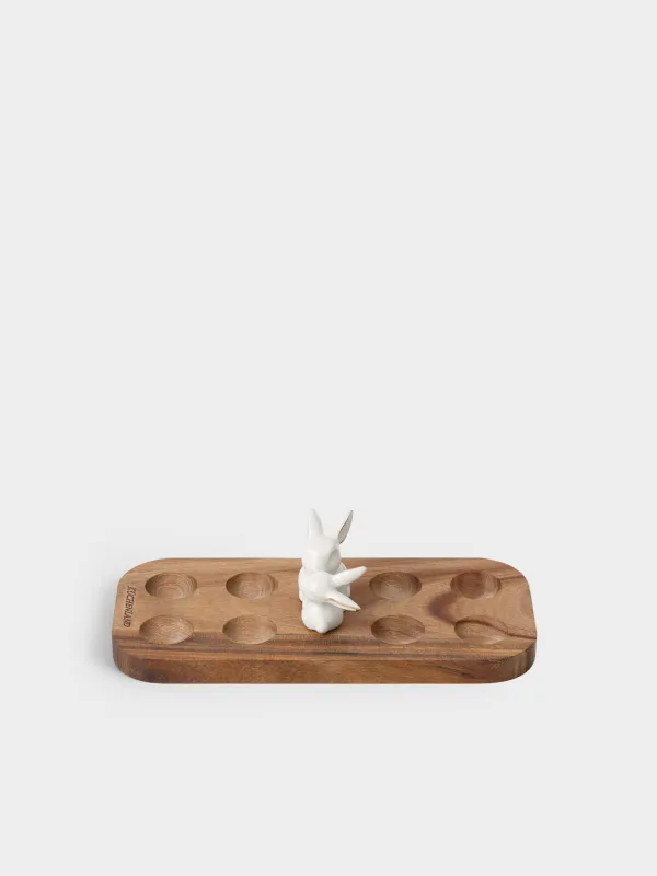 Блюдо пасхальное, 23х7 см, 8 отд, дерево/фарфор P, Кролик, Noble tree, image-0