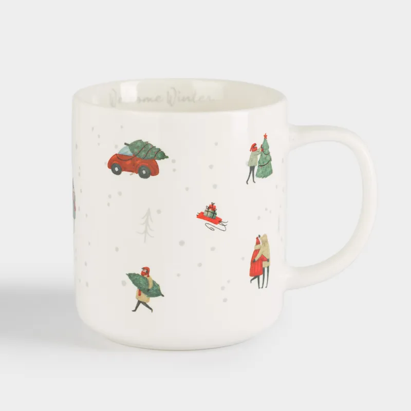 Кружка, 430 мл, фарфор N, белая, Зимние каникулы, Holiday mood