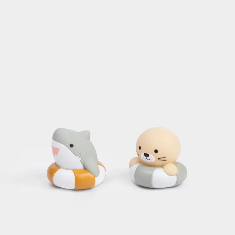 Набор игрушек для купания, 2 пр, 6 см, с подсветкой, ПВХ, цветные, Морские жители, Aquatic animals