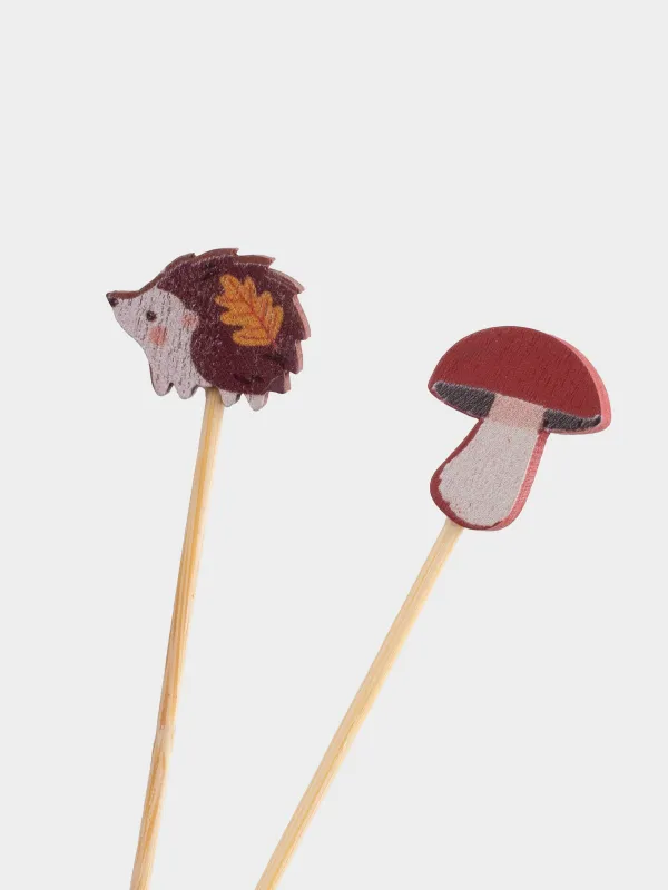 Шпажка для канапе, 9 см, 20 шт, бамбук, коричневая, Еж/Гриб, Elegant details, image-1