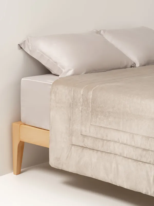 Покрывало, 220х240 см, стеганое, вельвет/микрофибра, бежевое, Рамка, Stitch velvet, image-4