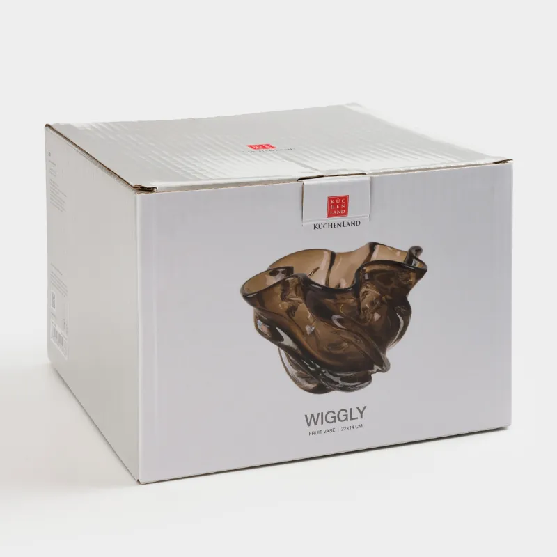 Ваза для фруктов, 22х14 см, стекло Р, коричневая, Wiggly, image-4