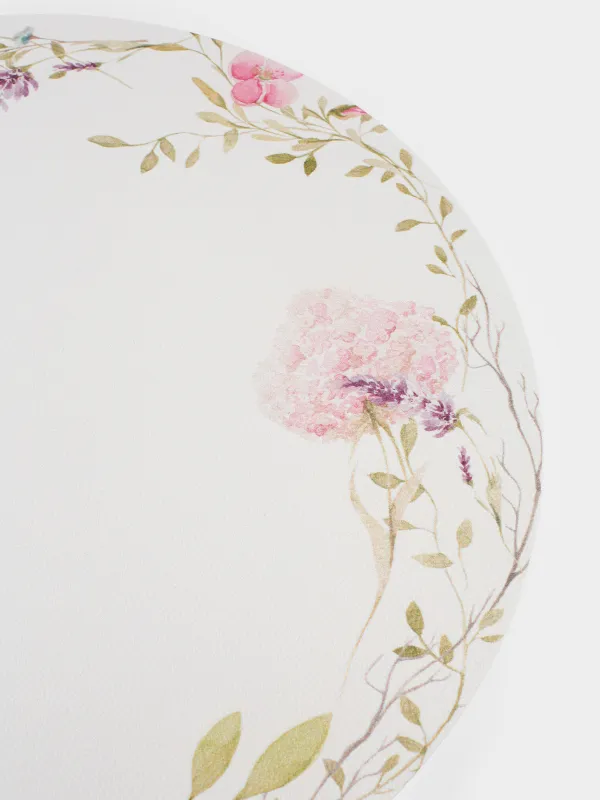 Салфетка под приборы, 38 см, ПВХ, круглая, молочная, Весенние цветы, Rock print, image-3