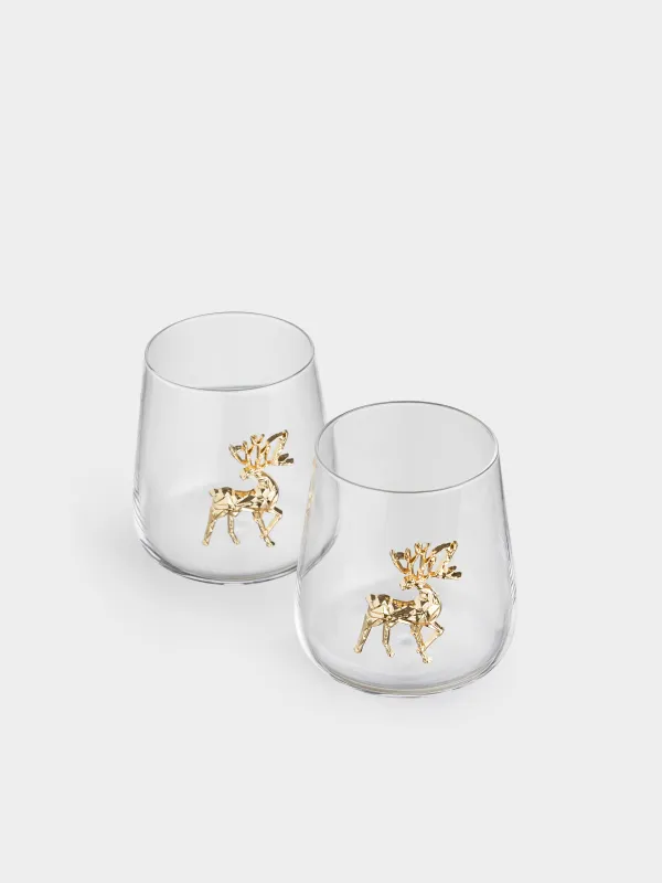 Стакан, 10 см, 430 мл, 2 шт, стекло/металл, Олень, Verset, image-1