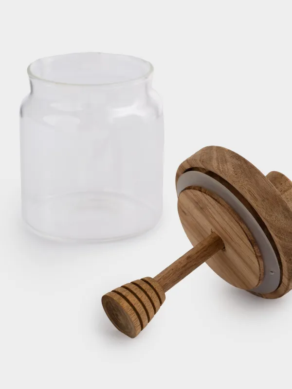 Банка для меда, 400 мл, с ложкой, стекло Б/дерево, Noble tree, image-2