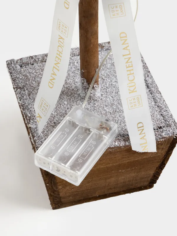 Ель искусственная, 1,2 м, с подсветкой, в горшке, полиэтилен/дерево, шампань, Frosty sparks, image-4