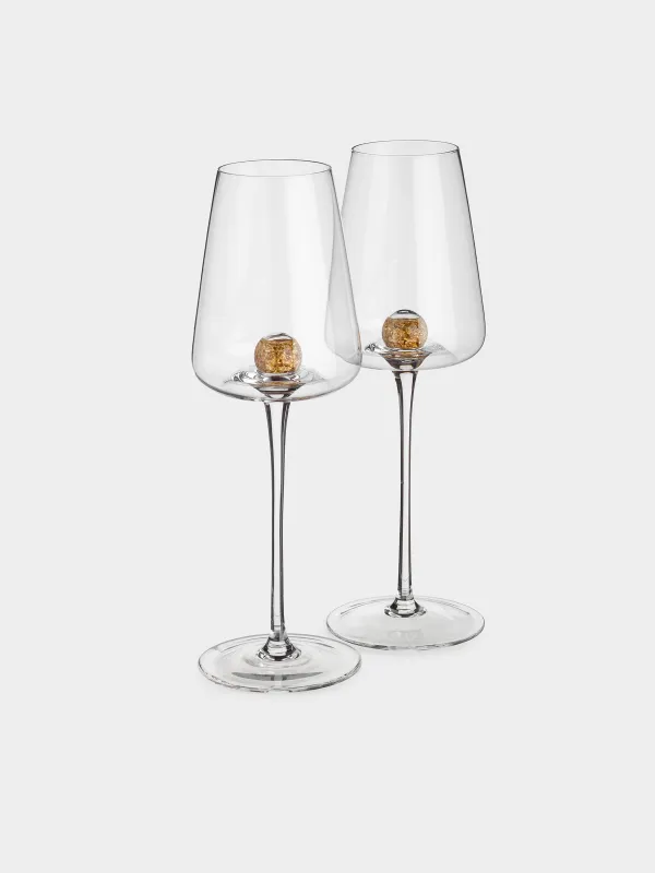 Бокал для белого вина, 350 мл, 2 шт, кристальное стекло, Янтарный шар, Sorento globular, image-1