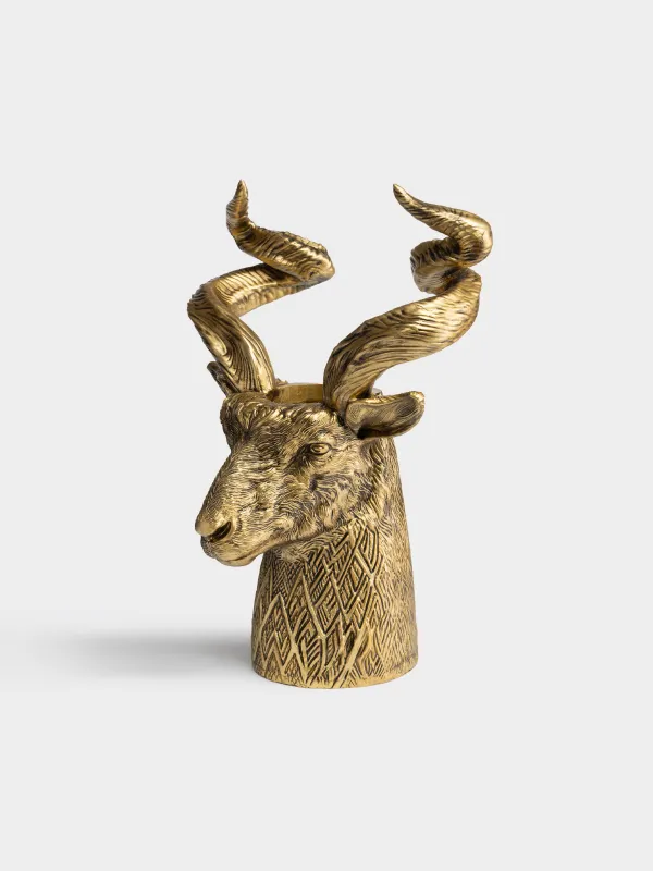 Ваза декоративная, 40 см, Голова козла, Goat gold, image-0