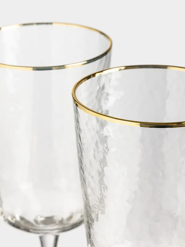 Бокал для вина, 2 шт, с золотистым кантом, Ripply gold, image-1