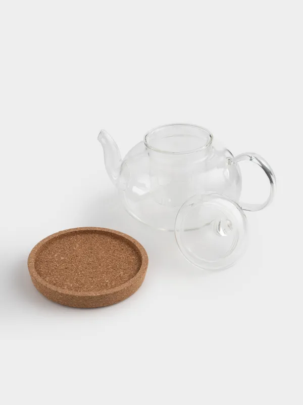 Чайник заварочный, 800 мл, на подставке, стекло Б/пробка, Clear cork, image-5