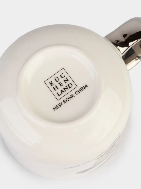 Кружка, 400 мл, фарфор N, бело-серебристая, Гусь на лыжах, Goose, image-3