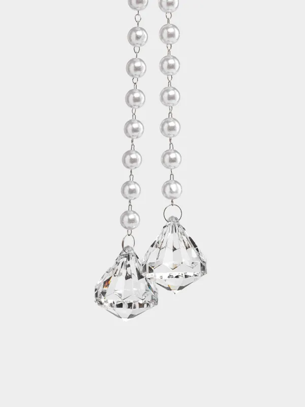 Игрушка елочная, 37 см, Подвеска с кристаллами и бусинами, Ice crystal, image-1