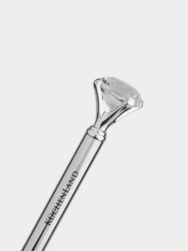 Ручка шариковая, 14 см, с фигуркой, сталь, серебристая, Кристалл, Draw figure, image-2