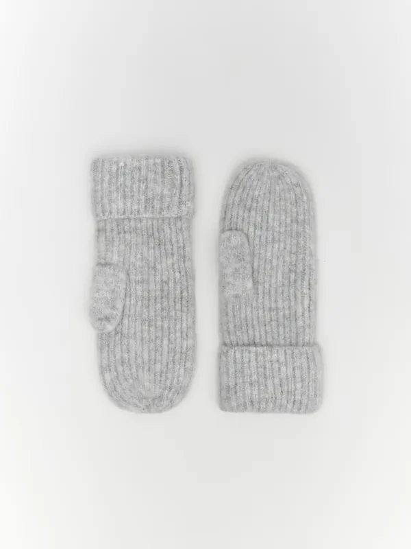 Варежки женские, единый размер, акрил/нейлон, серые, с пайетками, Knitting, image-0