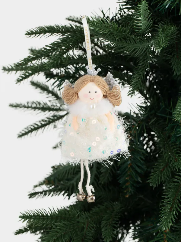Игрушка елочная, 16 см, полиэстер/пенопласт, серебристая, Девочка с крыльями, Sweet girl, image-3