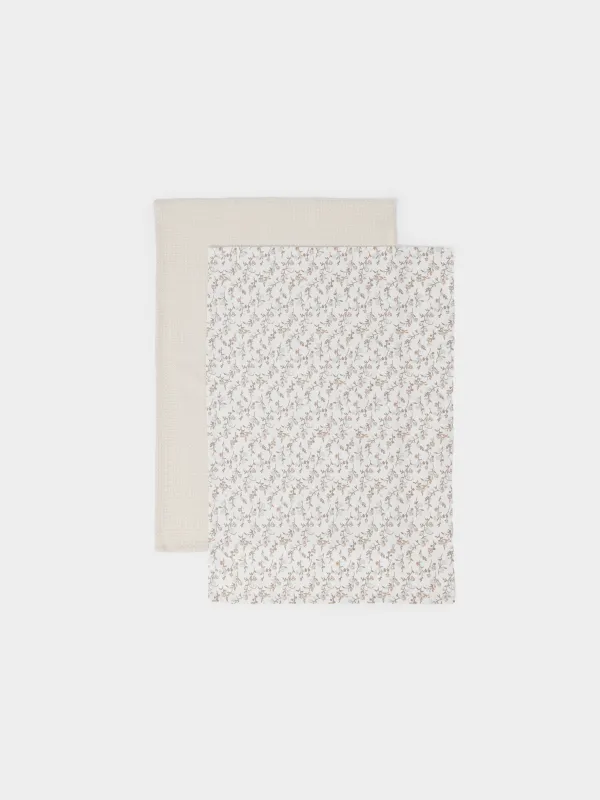 Полотенце кухонное, 40х60 см, 2 шт, хлопок, молочное/бежевое, Винтажные цветы, La flore, image-0