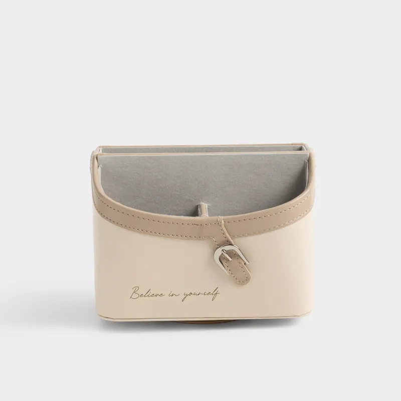 Органайзер для косметики, 19х15 см, вращающийся, 5 отд, искусственная кожа, бежевый, Beauty print