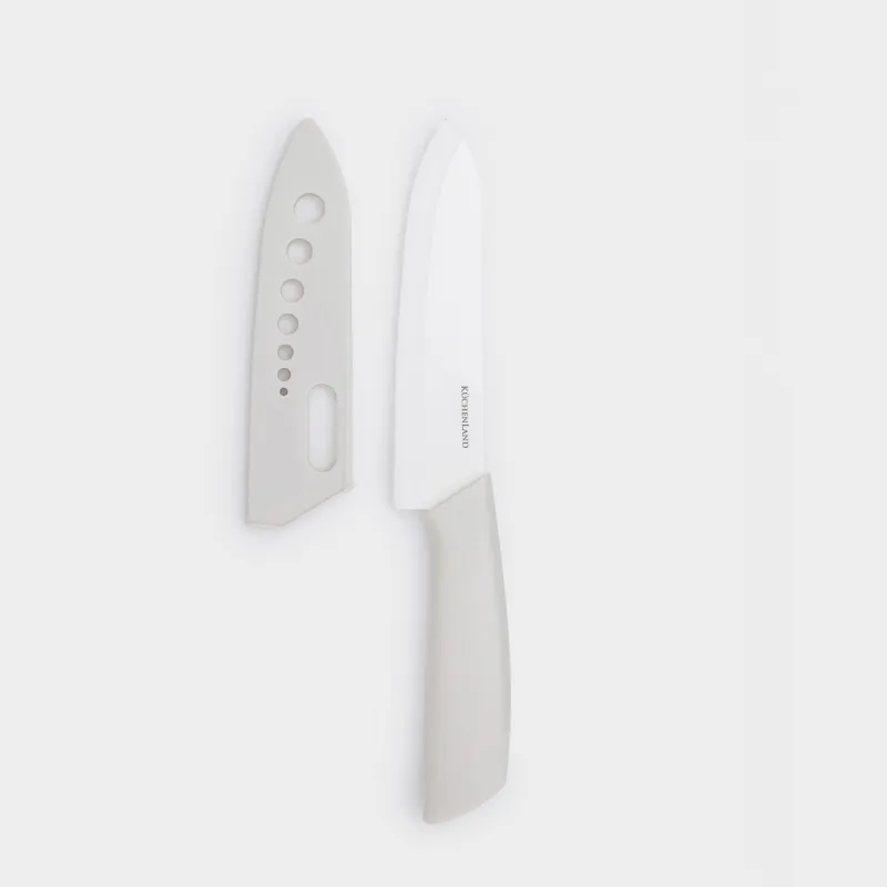 Нож для нарезки, 15 см, с чехлом, керамика/пластик, молочный, Regular