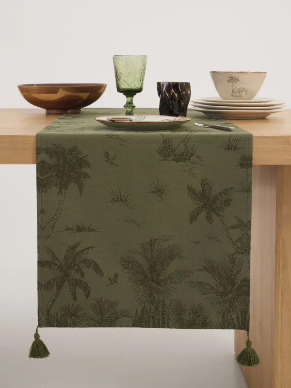 Дорожка настольная, 40х160 см, с кисточками, из жаккарда, Tropical oasis, image-6