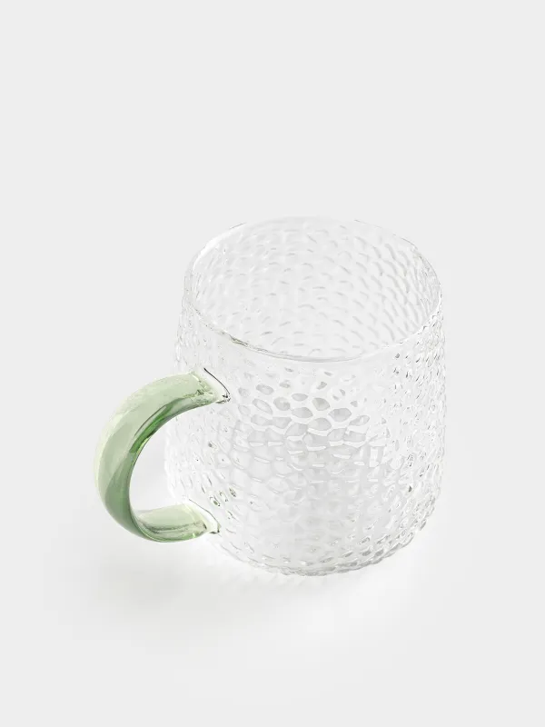 Кружка, 340 мл, 2 шт, стекло Б, зеленая ручка, Dawned, image-1