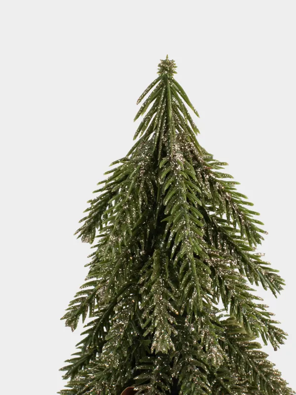 Ель искусственная, 15 см, в крафте, пластик/дерево, Ель с блестками, Conifer champagne, image-2