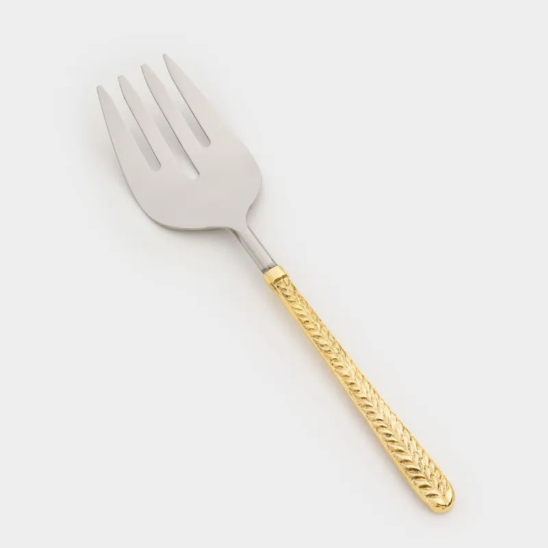 Приборы для сервировки салата, 26 см, 2 пр, ложка/вилка, сталь, золотистые, Колос, Harvest, image-3