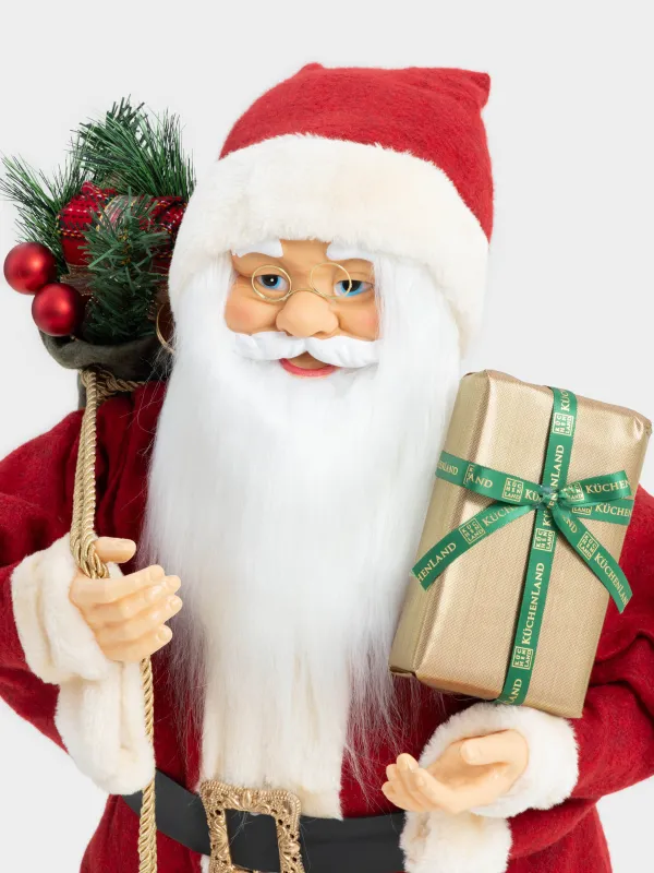 Изделие декоративное, 90 см, мягкое, Санта в красном с мешком и подарком, Magic time, image-1