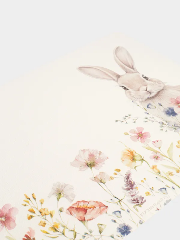 Салфетка под приборы, 30x45 см, Кролик в цветах, Rock print, image-3