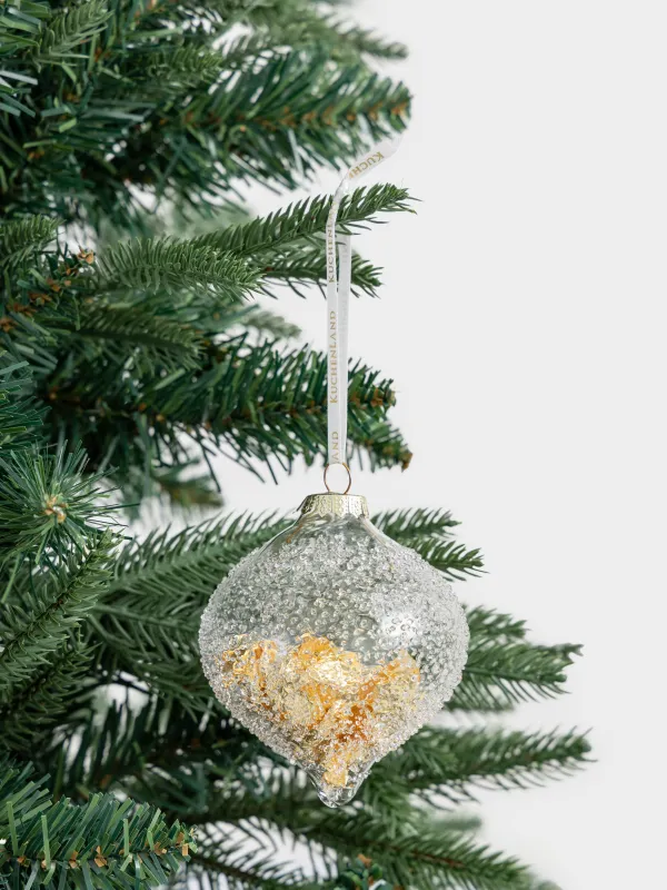 Игрушка елочная, 9 см, стекло, золотистая, Шар с изморозью, Ball filler, image-2