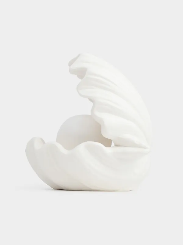 Светильник декоративный, 10х11 см, фарфор P, белый, Ракушка с жемчужиной, Tridacna, image-6