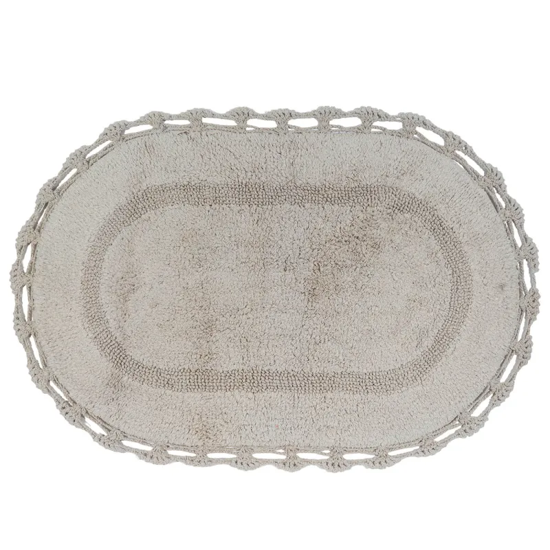 Коврик, 60x100 см, овальный, хлопок, бежевый, Кружево, Knit