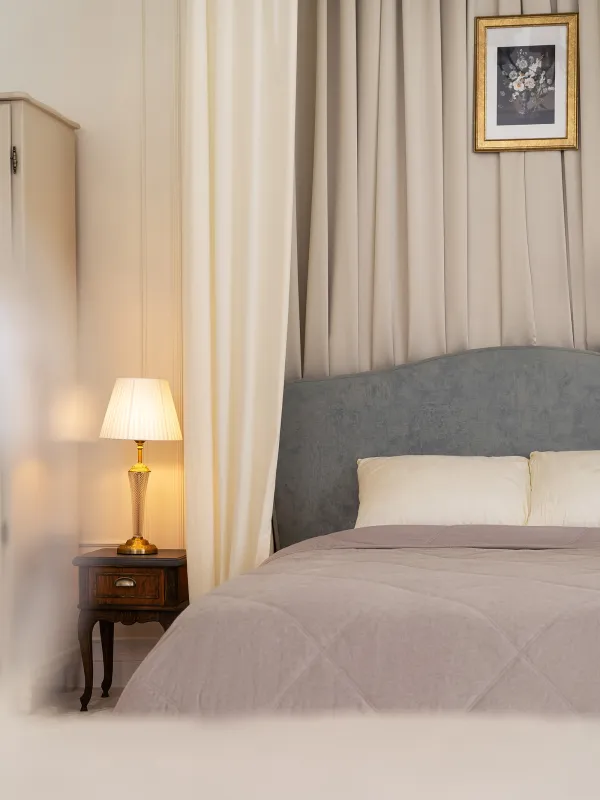 Покрывало, 220х240 см, стеганое, букле/микрофибра, серое, Boucle, image-1