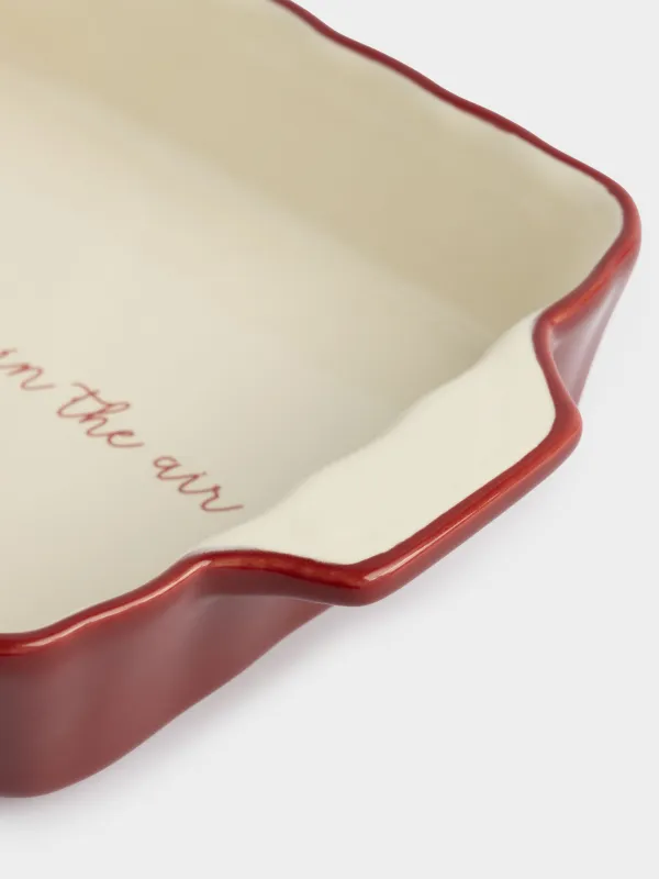Форма для запекания, 22х16 см, керамика, прямоугольная, бордовая, Christmas tree, image-2
