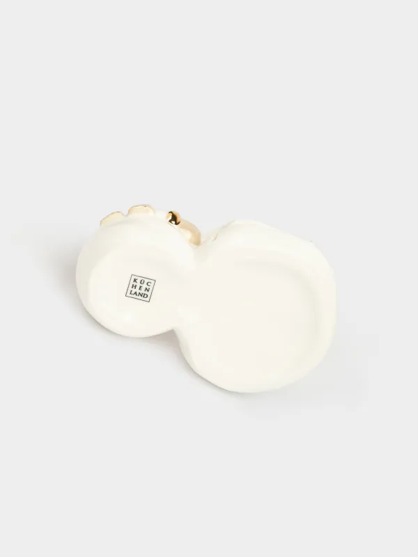 Конфетница, 17х12 см, фарфор P, бело-бежевая, Снеговик с мешком, Snowy, image-6