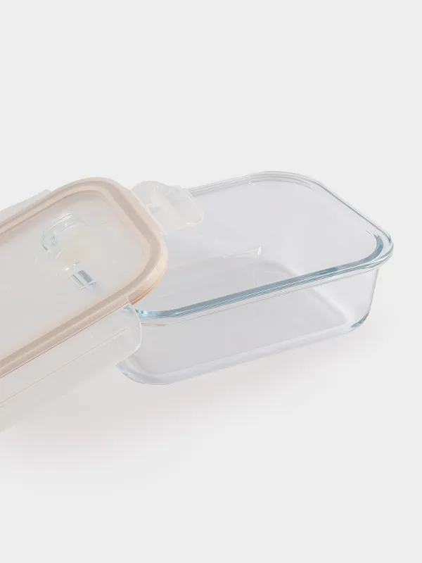Контейнер, 640 мл, с клипсами, с клапаном, стекло Т/пластик, прямоугольный, Soft kitchen, image-3