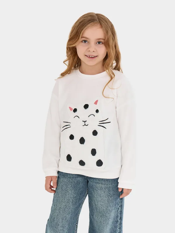 Свитшот для девочек, молочный, Kaisa, image-0