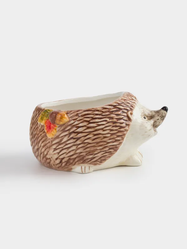 Конфетница, 17х13 см, керамика, коричневая, Еж с желудем, Forest symphony, image-1