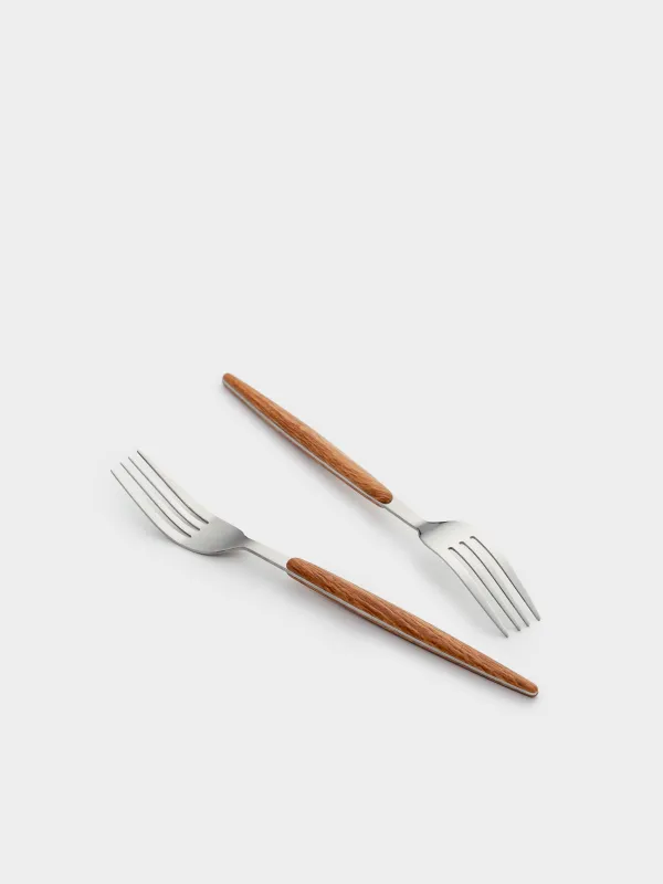 Вилка столовая, 2 шт, сталь/пластик, коричневая, Oslo, image-4