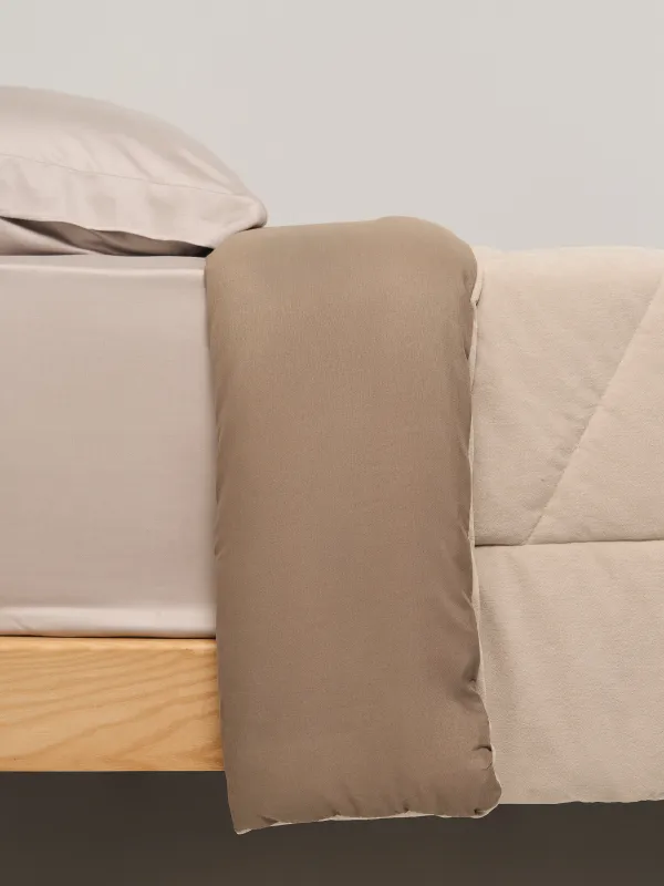 Покрывало, 220х240 см, стеганое, двустороннее, вельвет/микрофибра, песочное, Stitch velvet, image-2