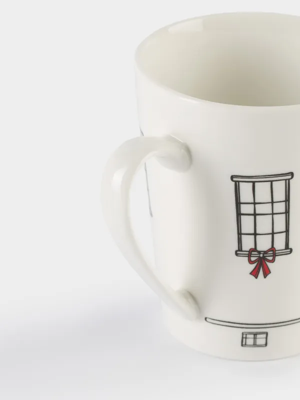 Кружка, 420 мл, фарфор N, белая, Машина с елкой, Red car, image-2